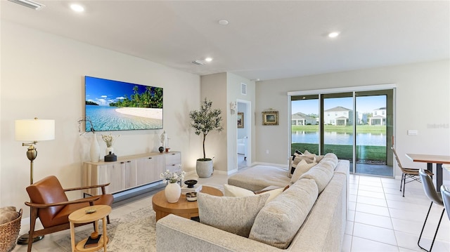 view of tiled living room