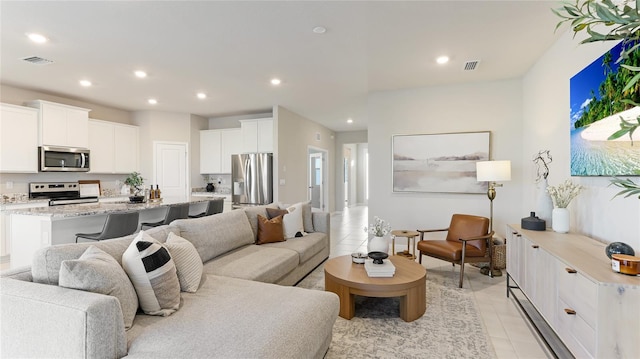 view of tiled living room