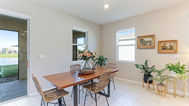 view of tiled dining area