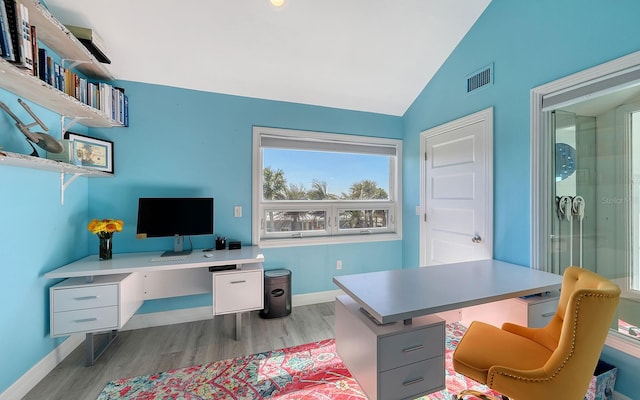 681 Casey Key Rd, Nokomis, FL 34275 - office featuring light wood finished floors and lofted ceiling