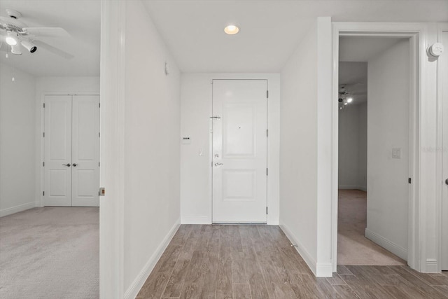 hall featuring light hardwood / wood-style flooring