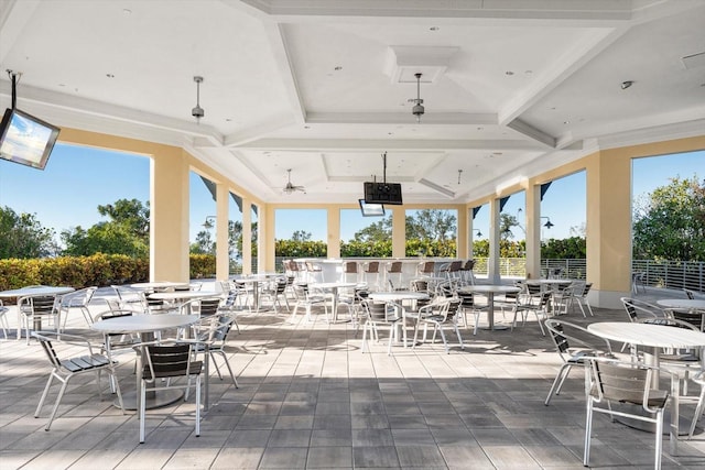 view of patio / terrace featuring ceiling fan