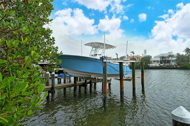 view of dock featuring a water view