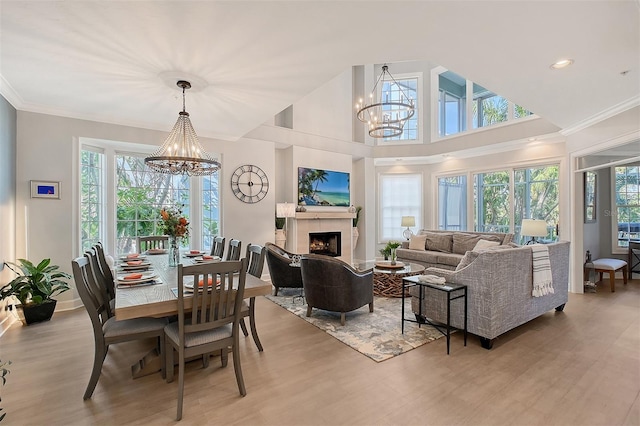 interior space featuring light hardwood / wood-style flooring and a chandelier