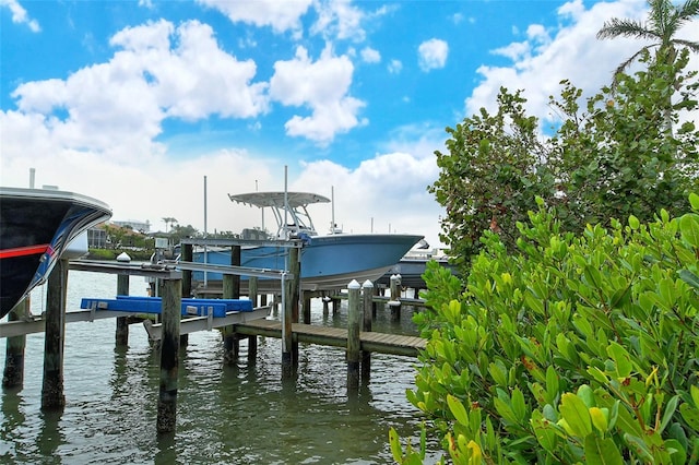 dock area featuring a water view