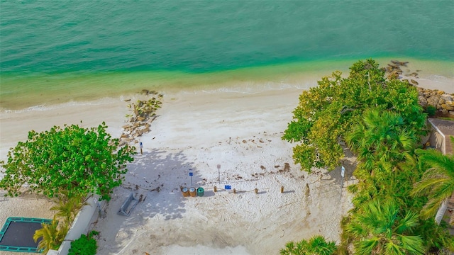 view of water feature with a view of the beach