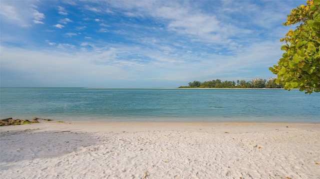 view of water feature featuring a view of the beach