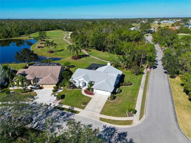 bird's eye view featuring a water view