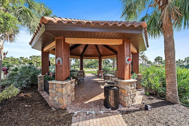 view of patio / terrace with a gazebo and central AC unit