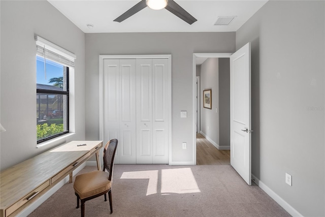4906 Lighthouse Bay Ln, Bradenton, FL 34211 - unfurnished office with carpet, a ceiling fan, and baseboards