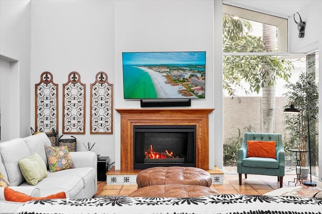 view of tiled living room