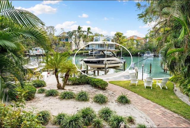 dock area featuring a water view