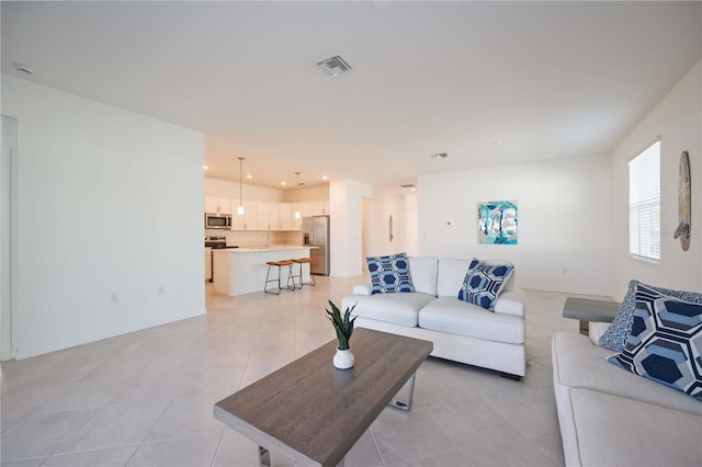 view of tiled living room