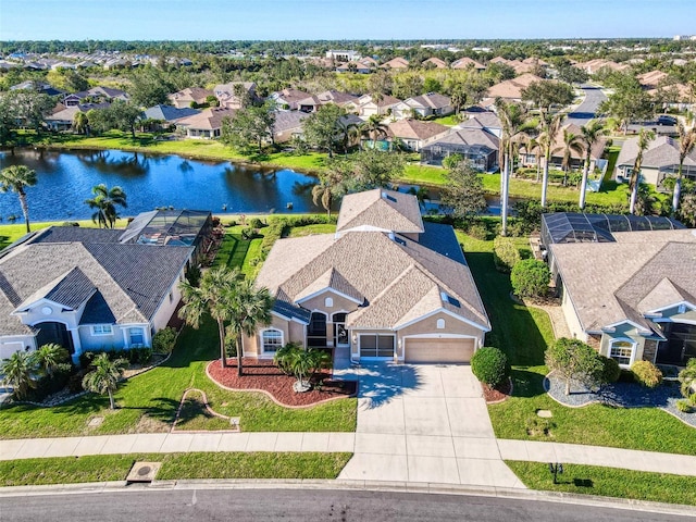 bird's eye view featuring a water view