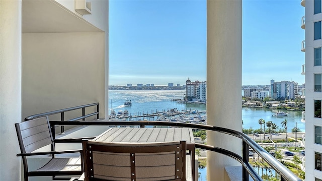 balcony with a water view