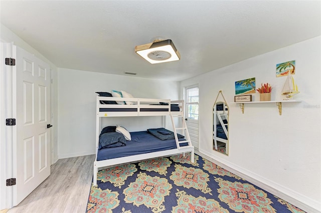 bedroom featuring light hardwood / wood-style flooring