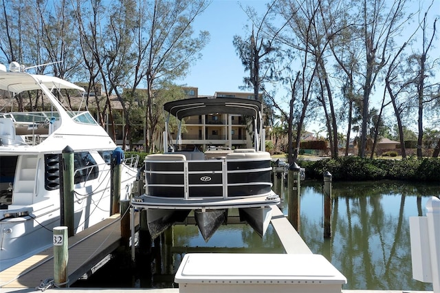 view of dock featuring a water view