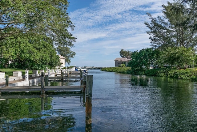 view of dock featuring a water view