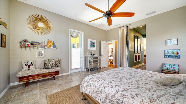 bedroom featuring ceiling fan