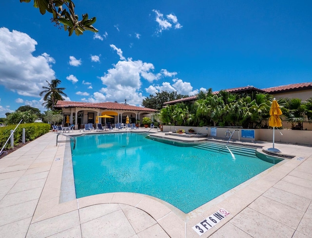 view of pool featuring a patio area