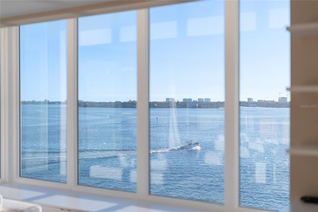 entryway featuring a water view