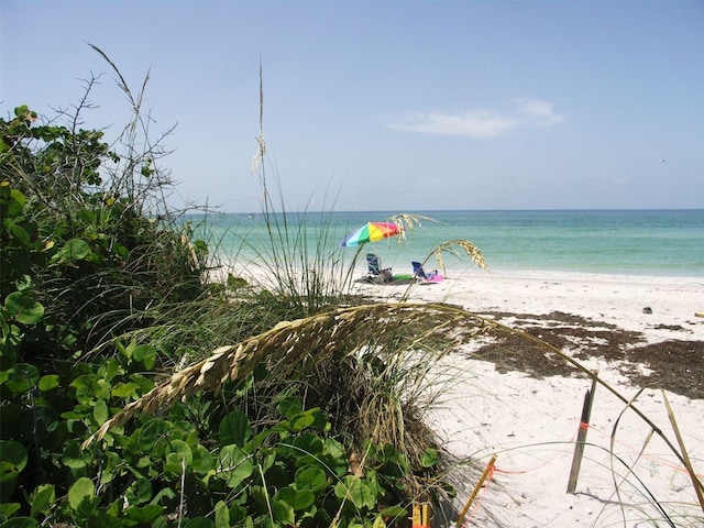 property view of water featuring a view of the beach