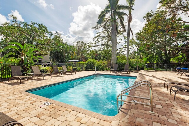 view of pool featuring a patio