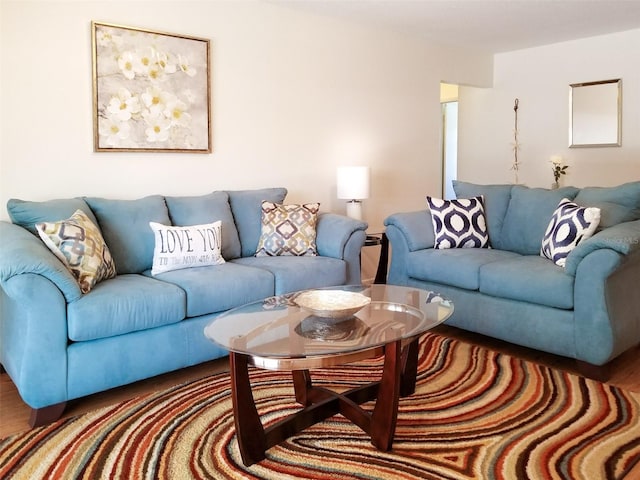 living area with wood finished floors