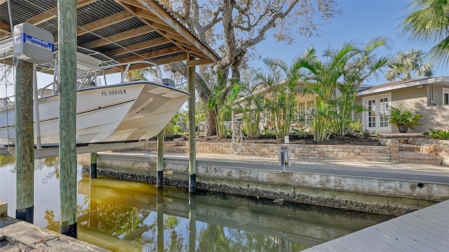 view of dock featuring a water view