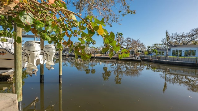 water view with a boat dock