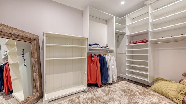 spacious closet featuring hardwood / wood-style flooring