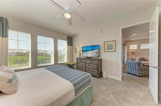 bedroom featuring ceiling fan