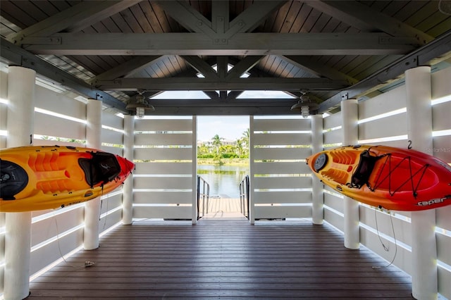 dock area featuring a water view