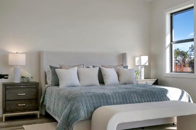 bedroom with wood-type flooring