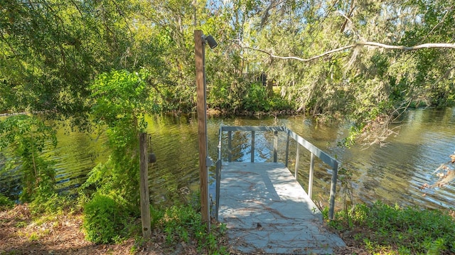 view of dock featuring a water view