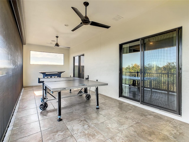 playroom with ceiling fan