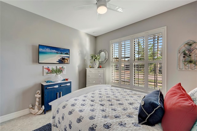 bedroom featuring ceiling fan