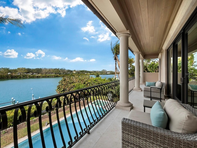 balcony with a water view