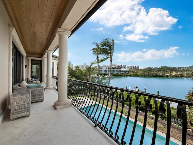 balcony with a water view