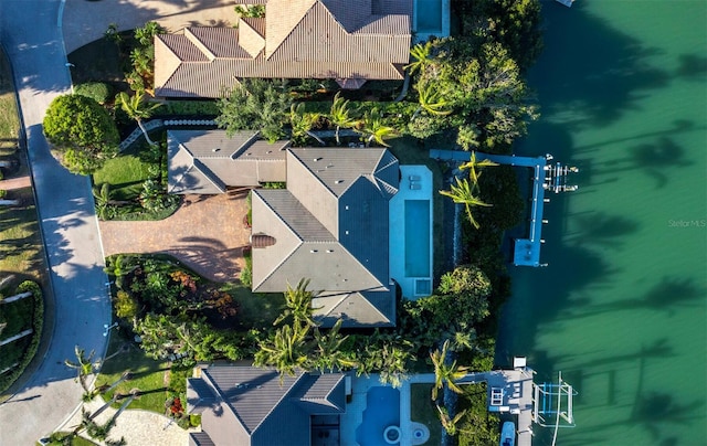 bird's eye view featuring a water view