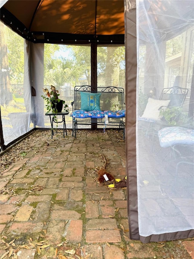 view of patio featuring a gazebo