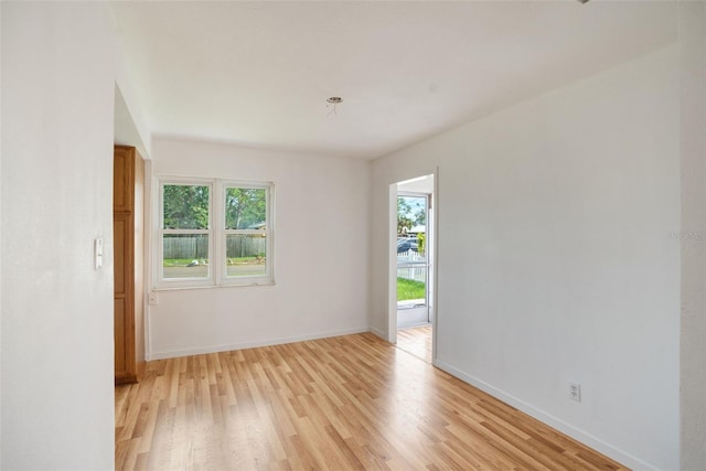 empty room featuring a healthy amount of sunlight and light wood-type flooring