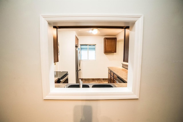 interior space with appliances with stainless steel finishes