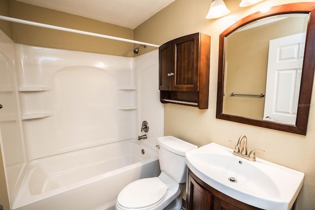 full bathroom with vanity, toilet, and tub / shower combination