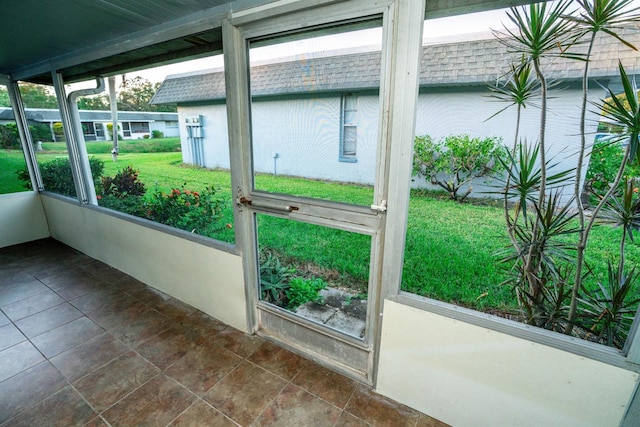 view of unfurnished sunroom