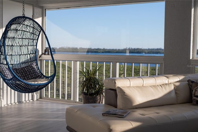 balcony with a water view