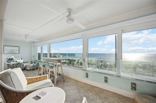 6140 Midnight Pass Rd Unit 407, Sarasota, FL 34242 - sunroom featuring ceiling fan
