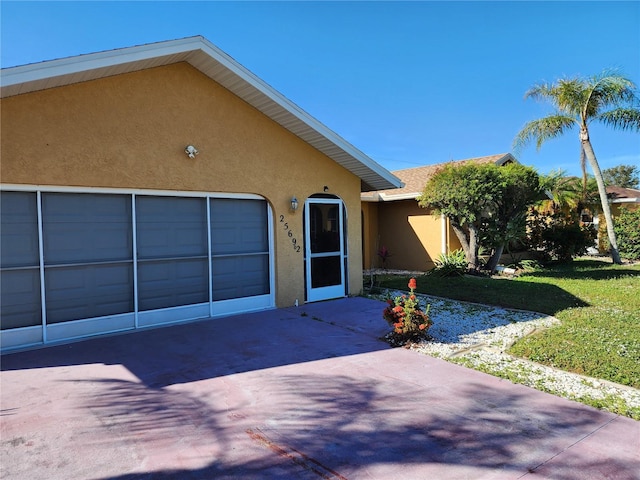 exterior space featuring a garage