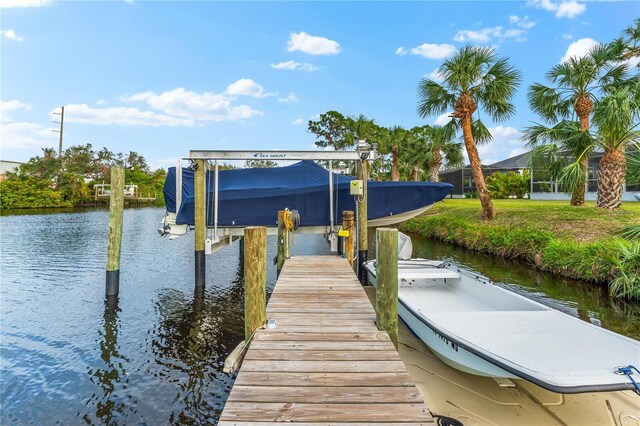 dock area featuring a water view