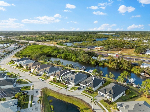 bird's eye view featuring a water view